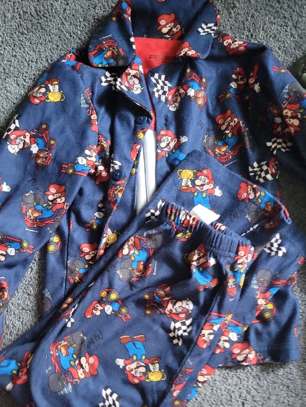 Nintendo Kids Navy Blue Red Multicolor Mario Pajama Set